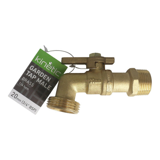 Kinetic 20mm Brass Male ¼ Turn Hose Cock