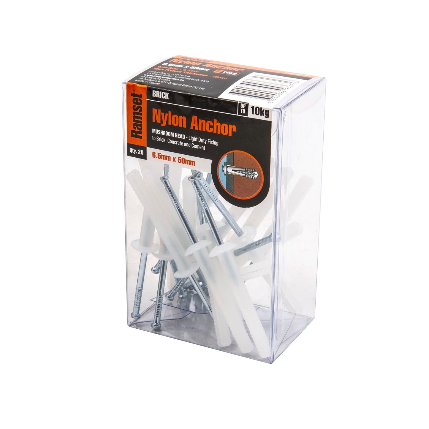 Ramset Nylon Anchor - 6.5 x 50mm - 20 Pack