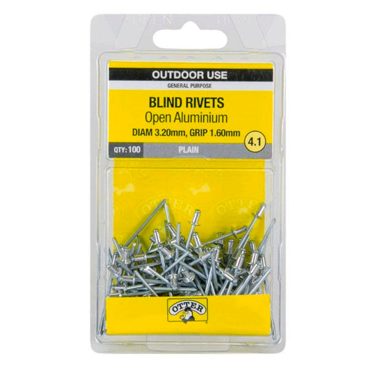 Otter Open Aluminium Blind Rivets - 2 x 1.6mm - 100 Pack