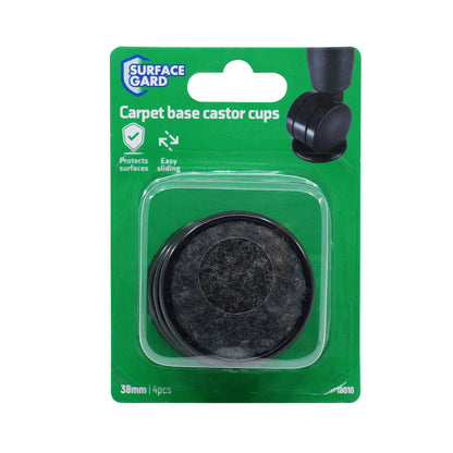 Surface Gard Brown Carpet Castor Cup - 38mm - 4 Pack