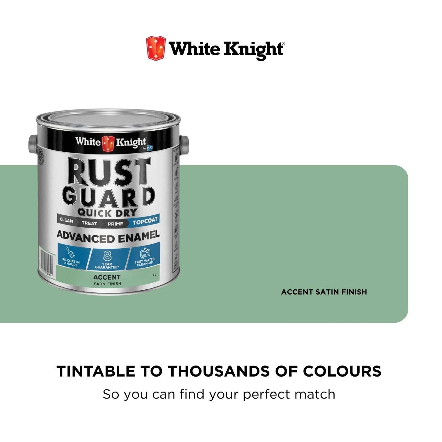 White Knight Rust Guard Accent Satin Enamel Paint - 4L
