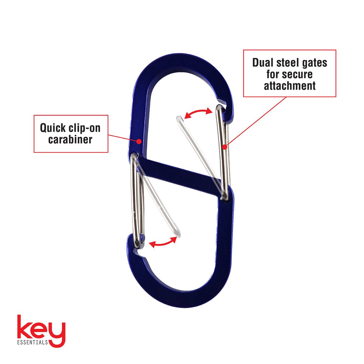 Key Essentials Key Ring Carabiner - 70mm - Steel - Assorted Colours