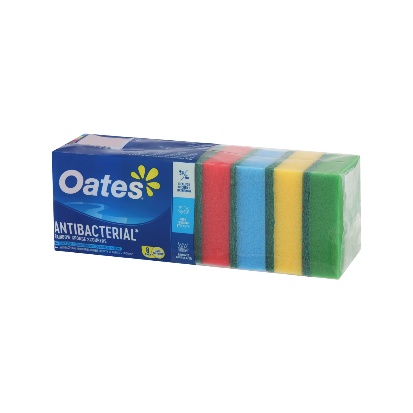 Oates Antibacterial Rainbow Sponge Scourers - 8 Pack