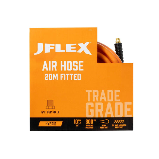 Jflex Air Hose 20m Fitted 1/4"BSP Male Orange