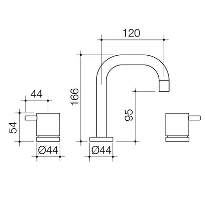 Caroma Chrome Luna Lever Basin Tap Set - 44 x 166mm