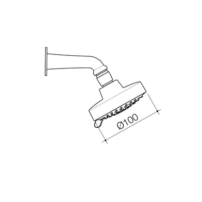 Flexispray Chrome Bermuda Fixed Wall Shower - 100 x 150mm