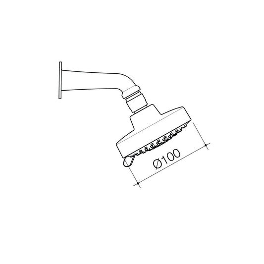Flexispray Chrome Bermuda Fixed Wall Shower - 100 x 150mm
