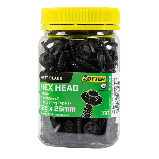 Otter Timber Hex Head Screws - 12g x 25mm - 150 Pack