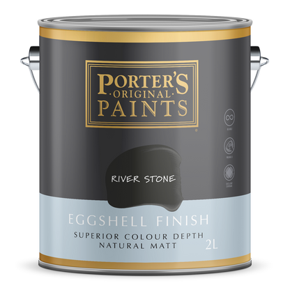 Porter's Broadwall Washable Paint - 2L - River Stone - Eggshell