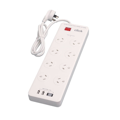Click Power Board with USB Charger - 8 Outlet - 1m