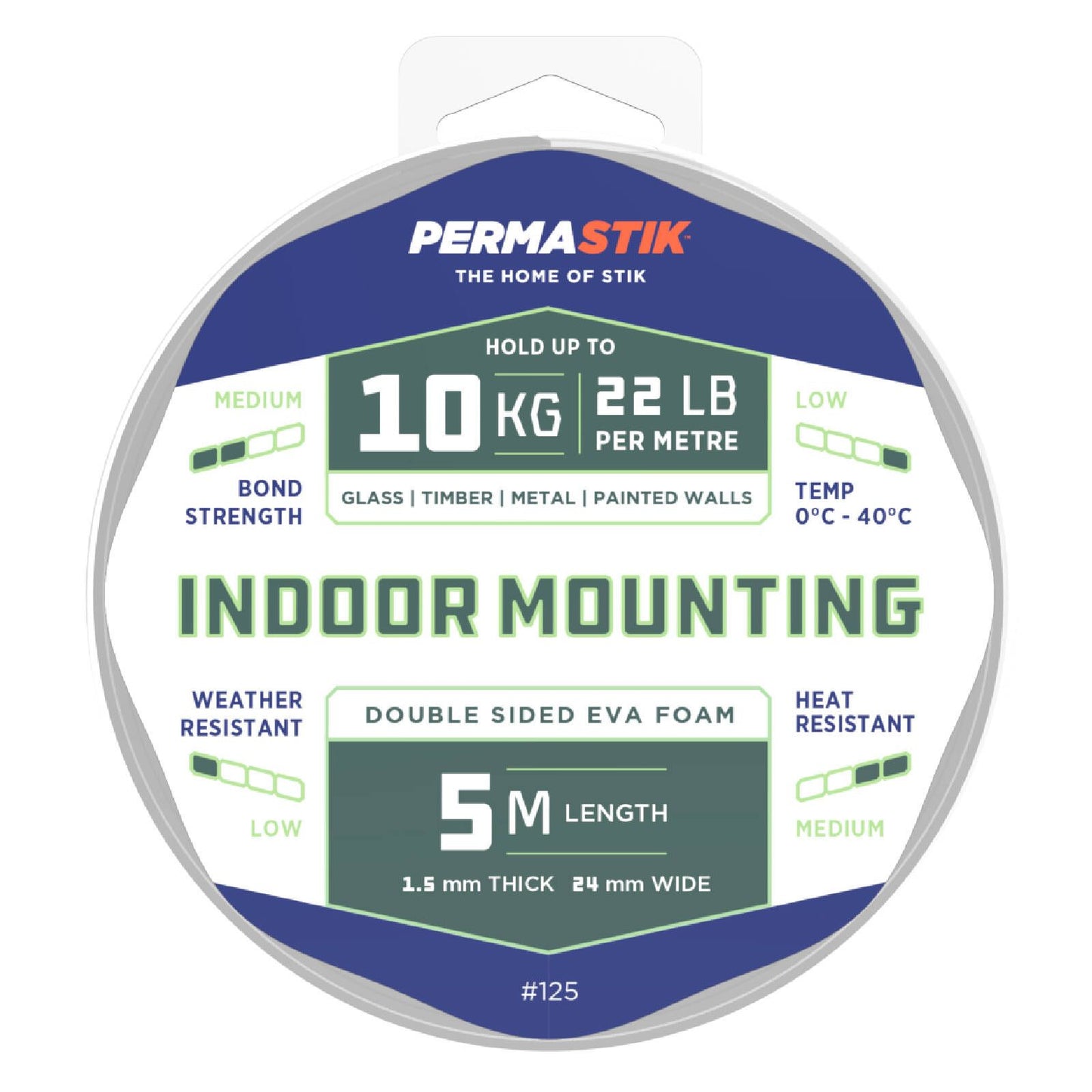 Permastik Indoor Mounting Tape - 24mm x 5m - 10kg