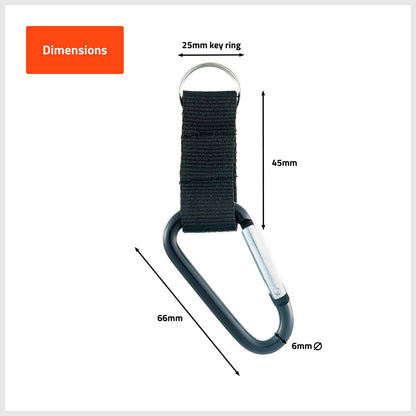 Taskmaster Black Carabiner Key Ring - 25mm - 2 Pack