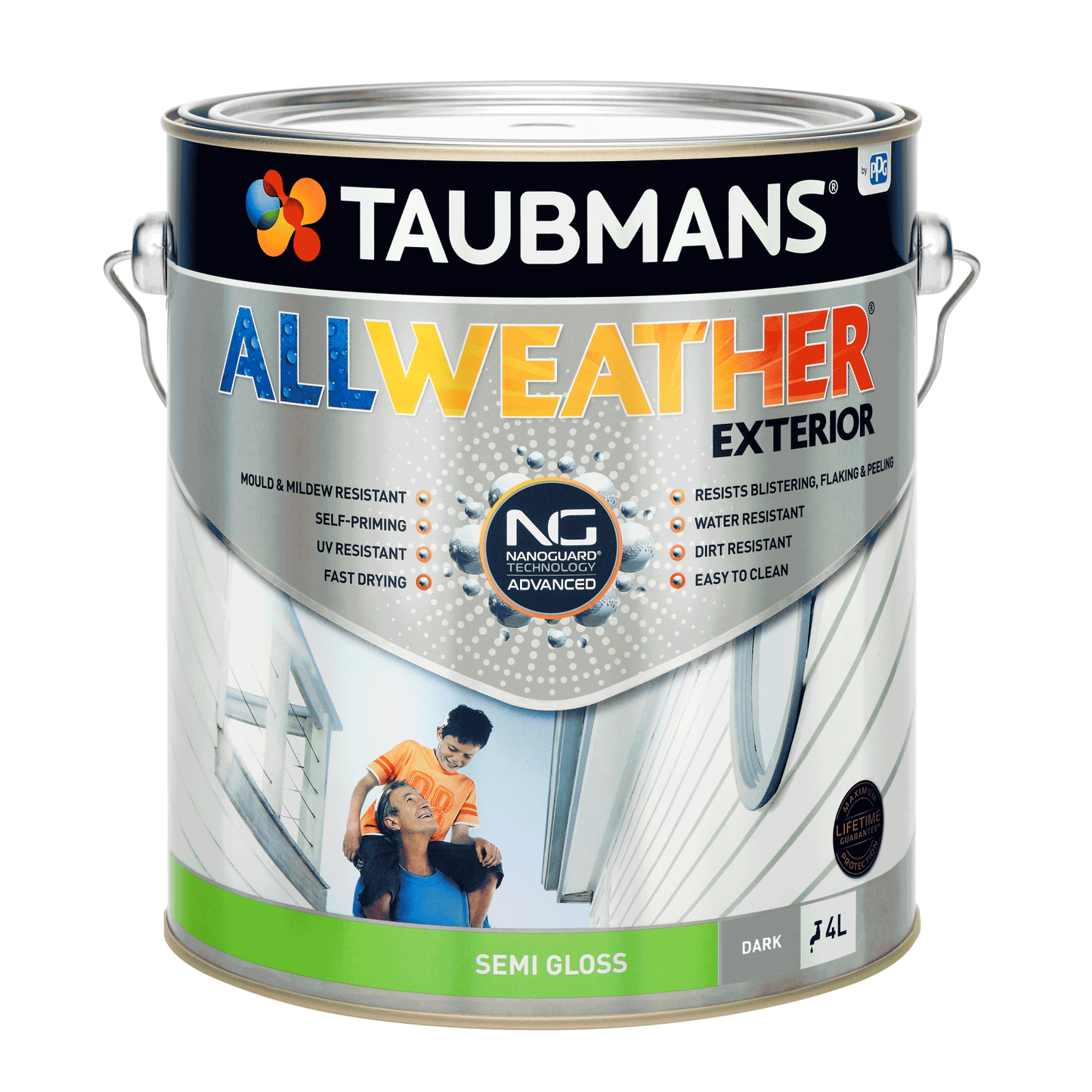 Taubmans All Weather Exterior Paint - 4L - Dark - Semi Gloss
