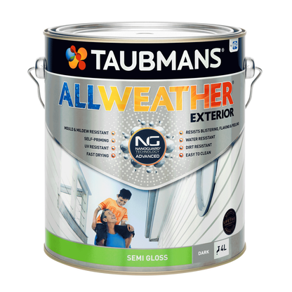 Taubmans All Weather Exterior Paint - 4L - Dark - Semi Gloss
