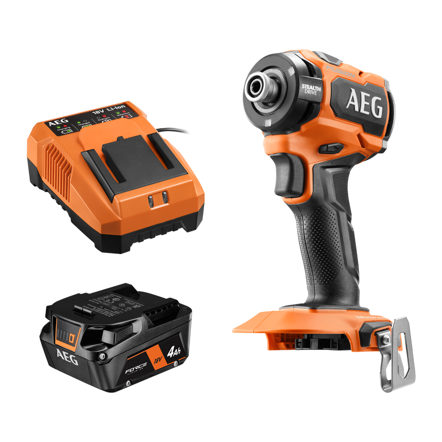 AEG Fusion Stealth Impact Driver Kit - 18V - 4Ah