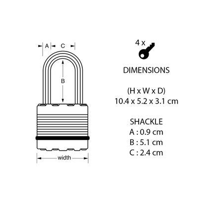 Master Lock Padlock - 51mm - 4 Pack