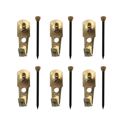 Everhang Picture Hanger - 15kg - Brass Plated - Heavy Duty - 6 Pack