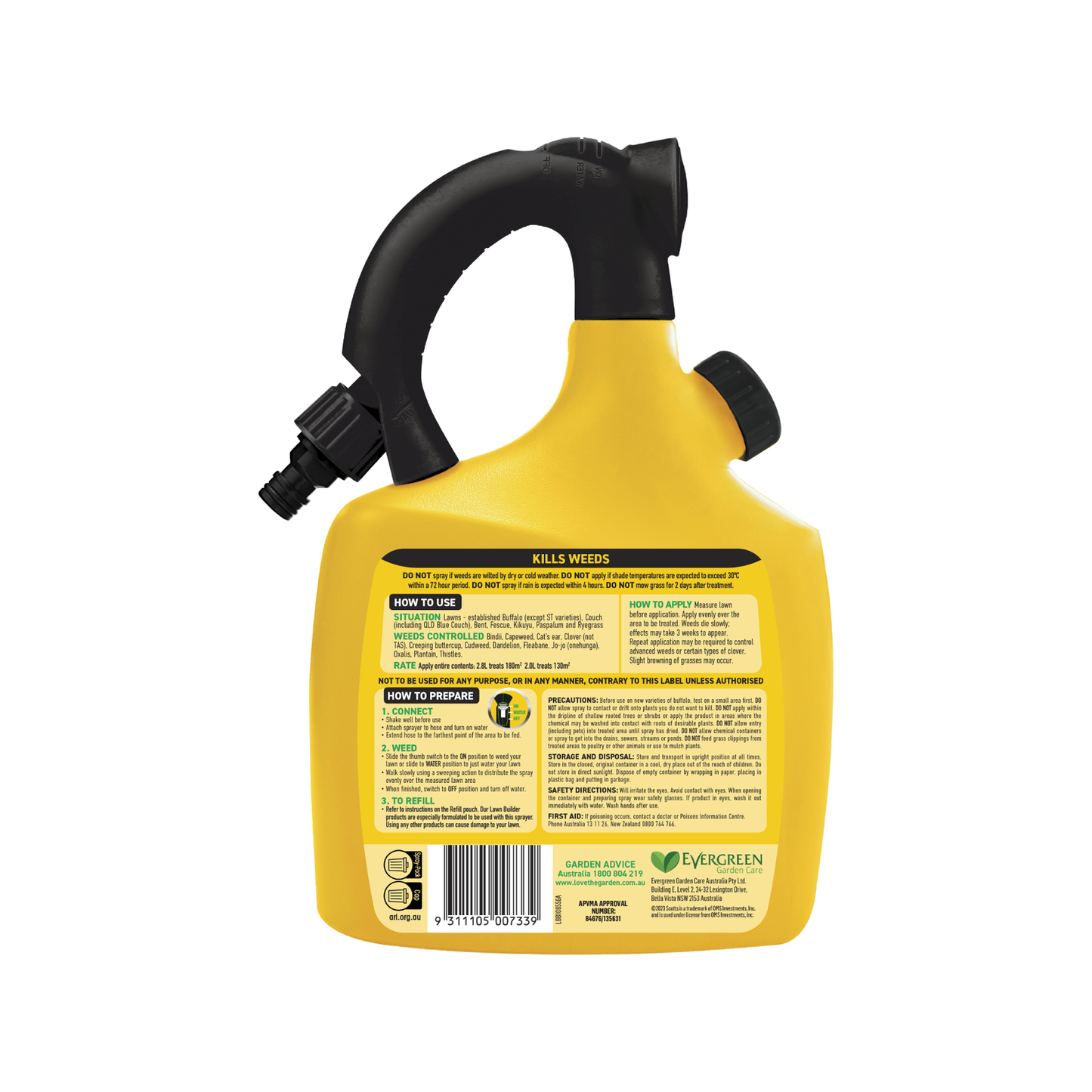 Scotts Lawn Builder Bindii Clover Broadleaf Weedkiller - 180m² Refillable Bottle