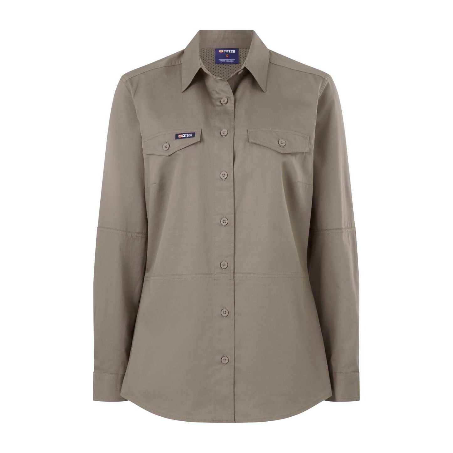 Citeco Womens Long Sleeve Shirt - Size 14 - Khaki