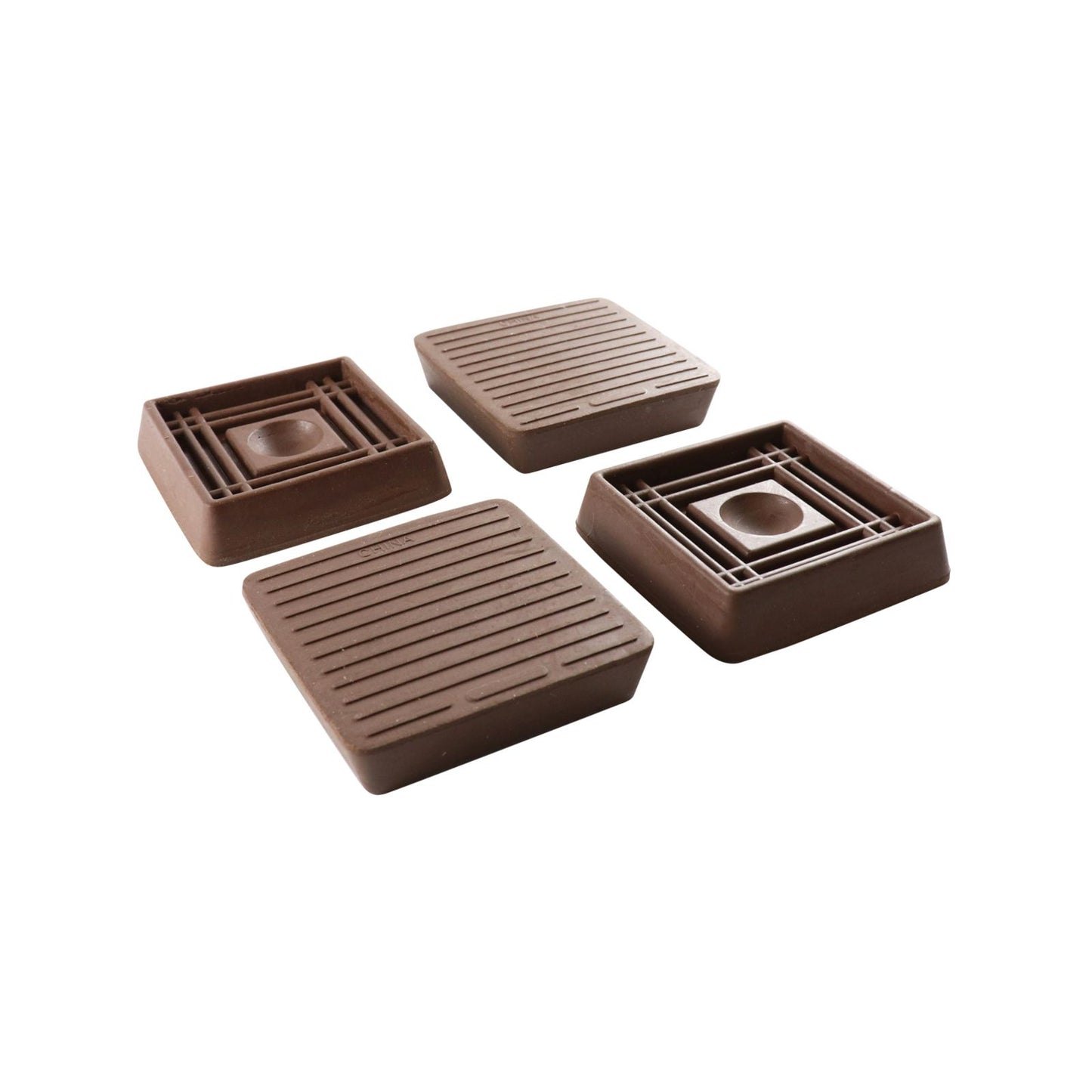 Surface Gard Brown Square Rubber Castor Cup - 40mm - 4 Pack