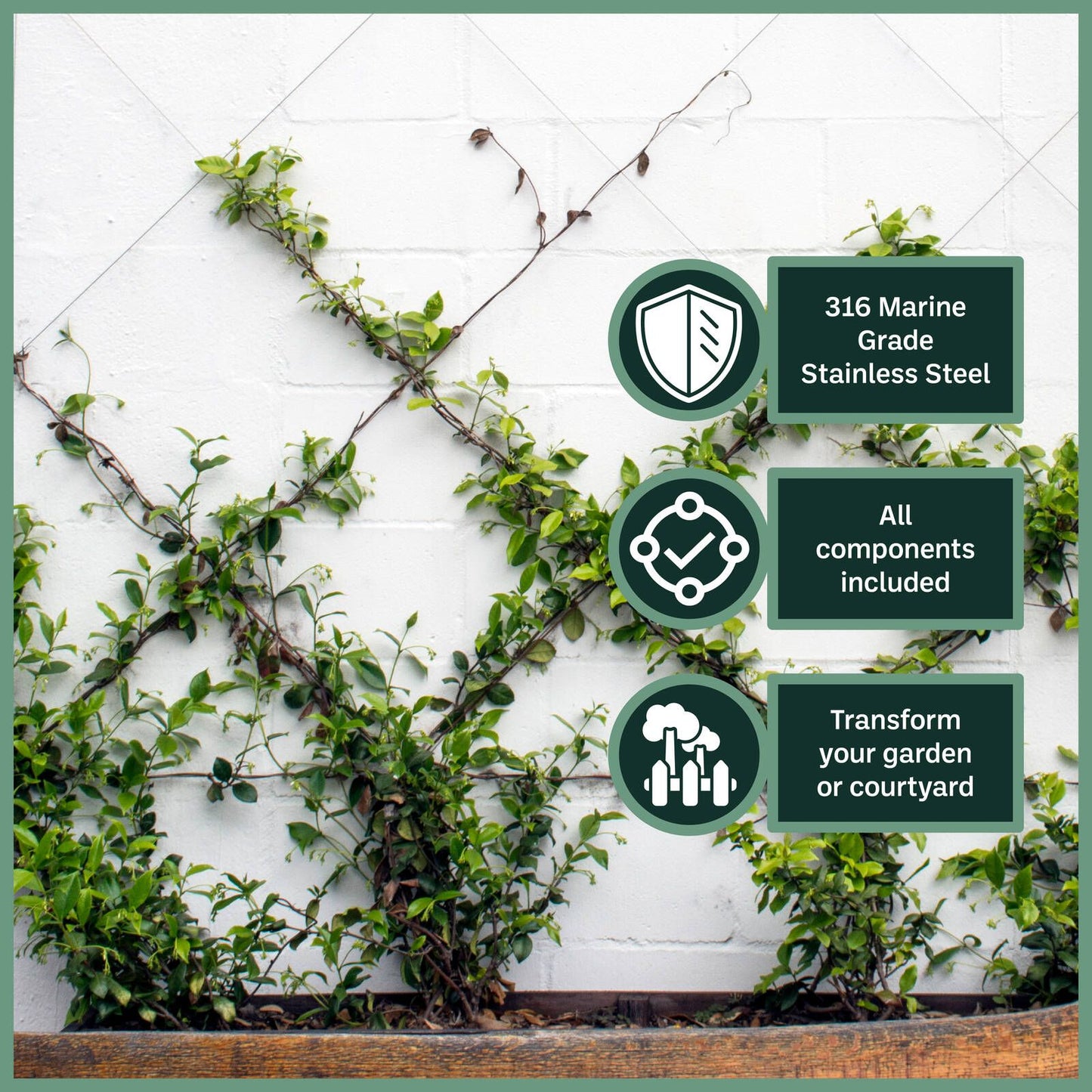 Garden Zen Tensioned Wire Wall Plant Trainer Kit - 10m