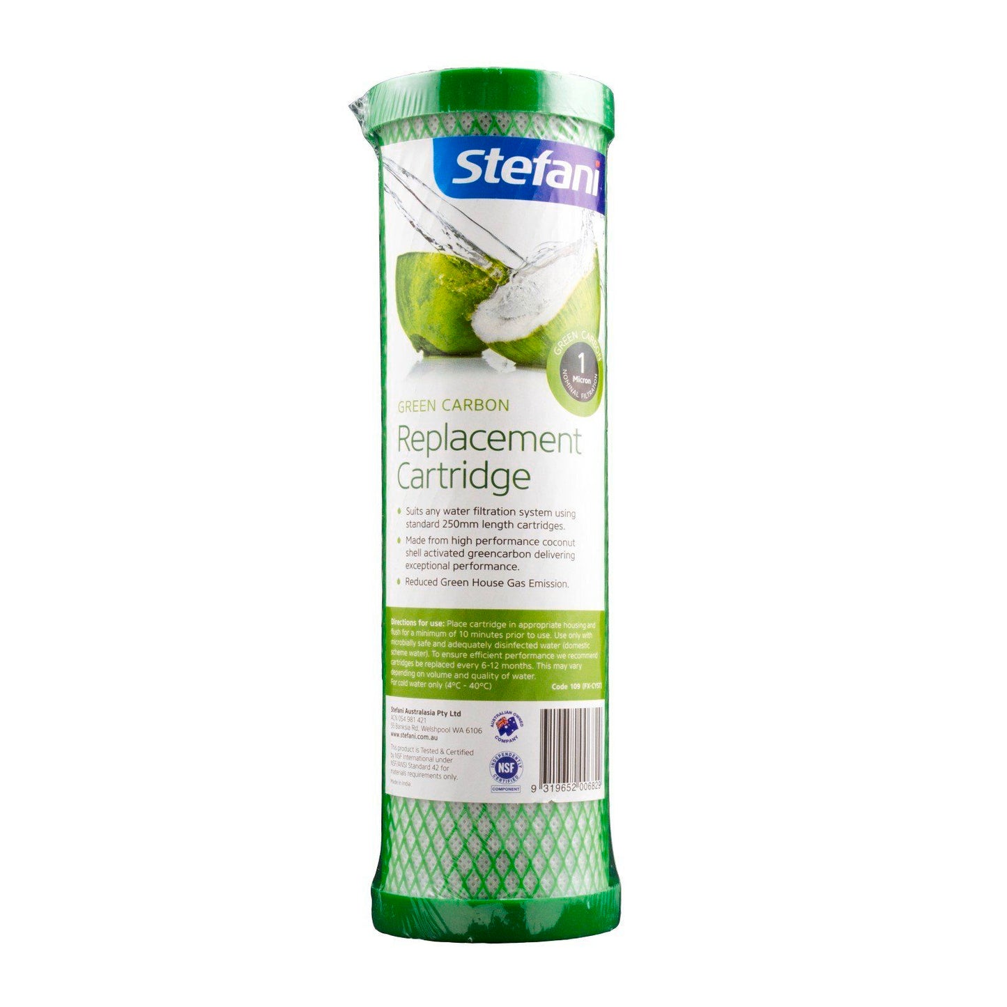 Stefani Green Carbon Replacement Cartridge - 1 Micron - 250mm