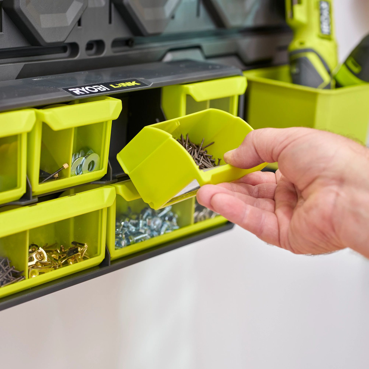 Ryobi Link Small Wall Parts Organiser - 168 x 94 x 394mm - 6 Bins