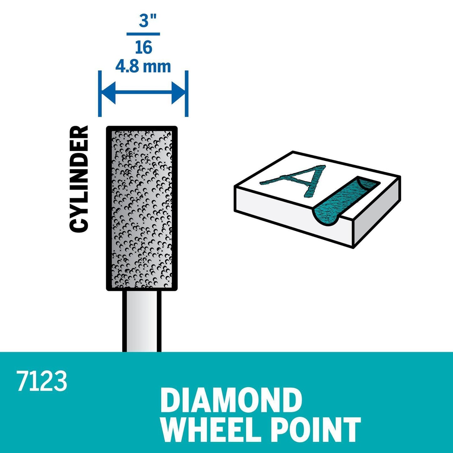 Dremel Diamond Wheel Point - 4.8mm - 7123