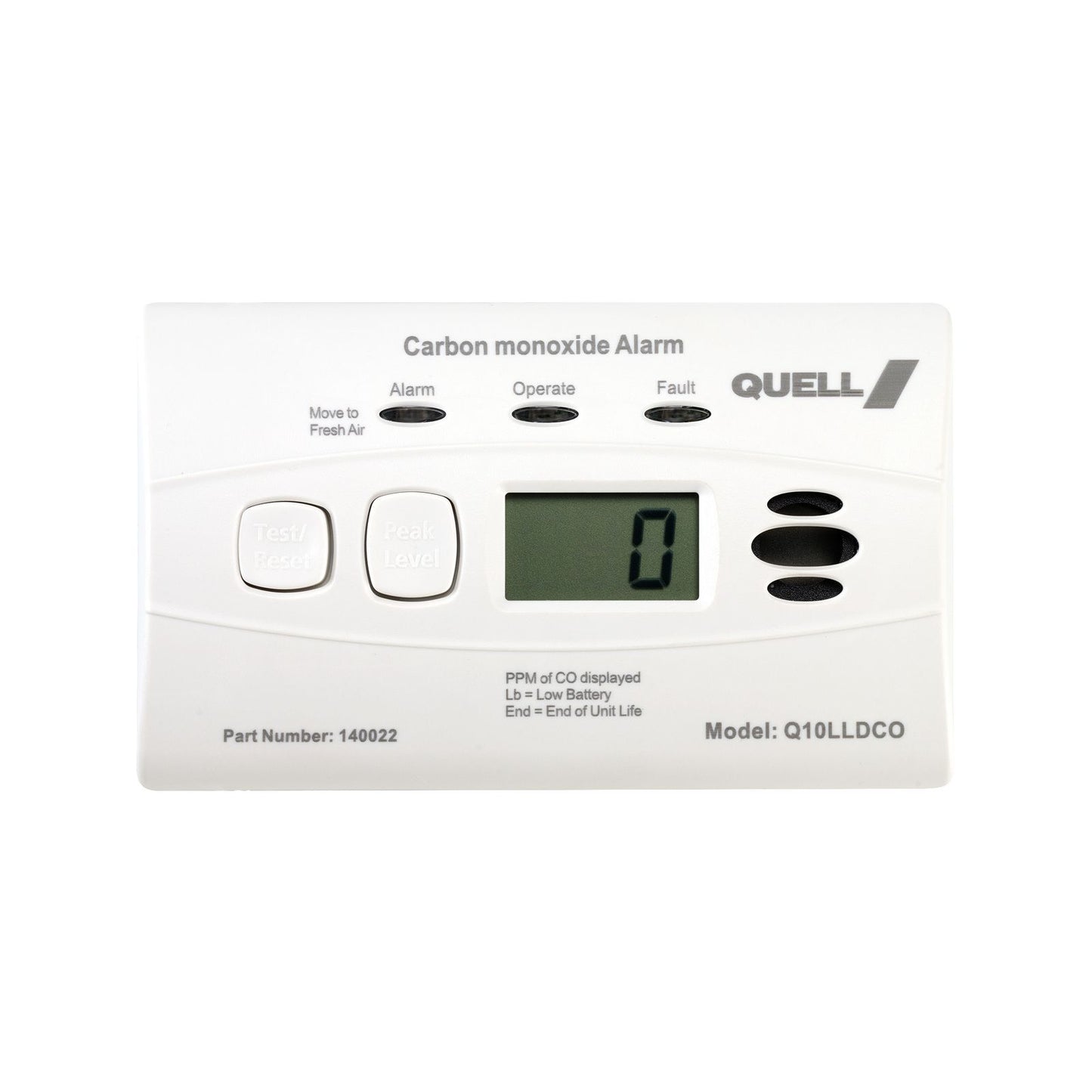 Quell Carbon Monoxide Alarm - 195 x 290mm - White - 10 Year