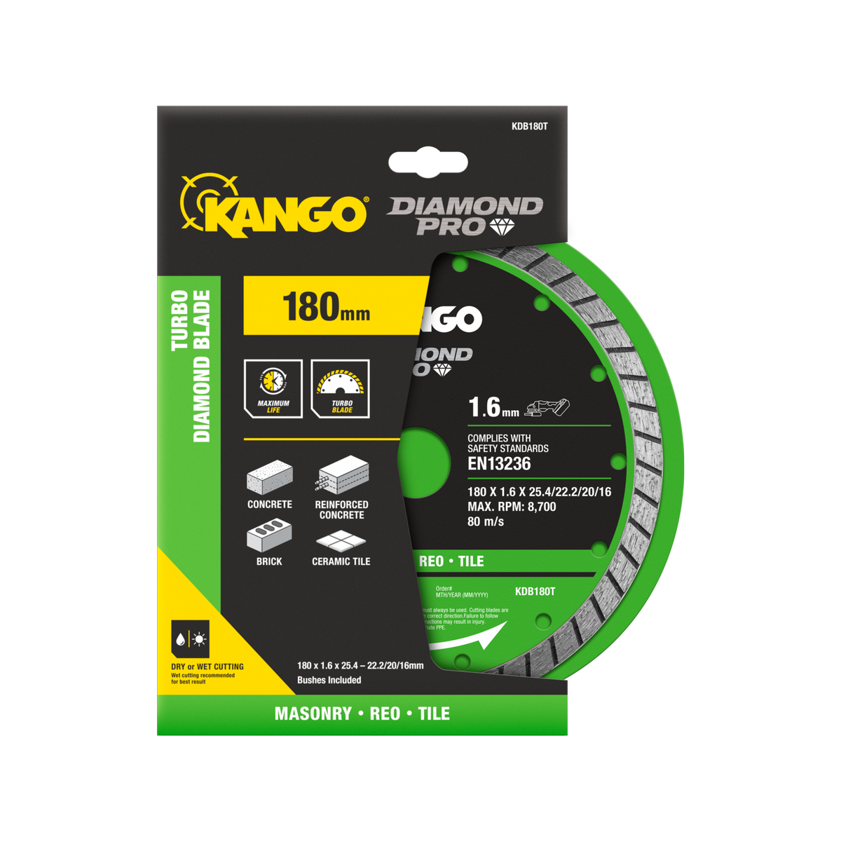 Kango Turbo Diamond Saw Blade - 180mm - Ultra Thin - Fast Cutting