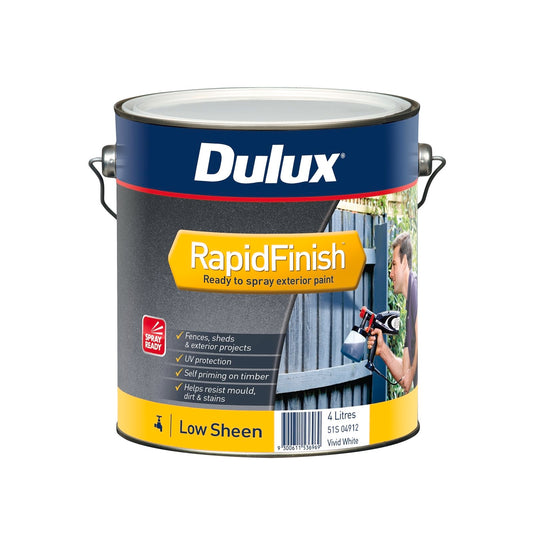 Dulux Exterior Paint Rapid Finish Low Sheen White - 4L