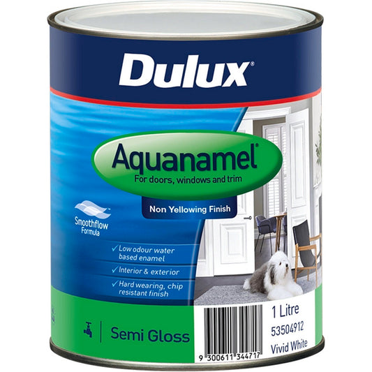 Dulux Aquanamel Semi Gloss White Paint - 1L