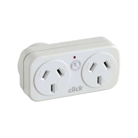 Click Right Hand Double Adaptor With Surge Protection