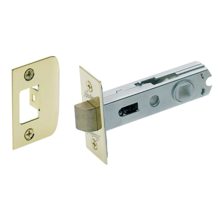 Gainsborough 60mm Polished Brass D Strike Rectangular Face Tubular Latch