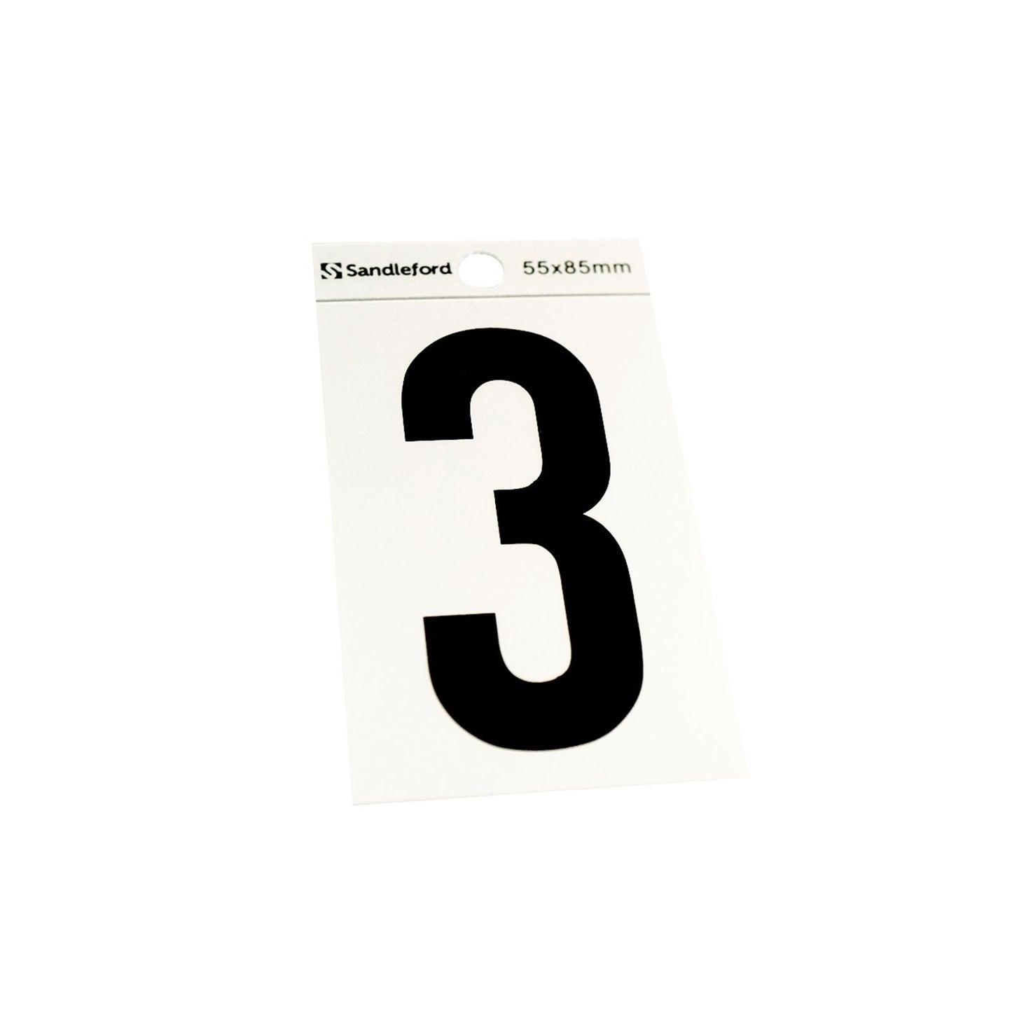 Sandleford Self Adhesive House Number 3 - 85mm - Silver/Black