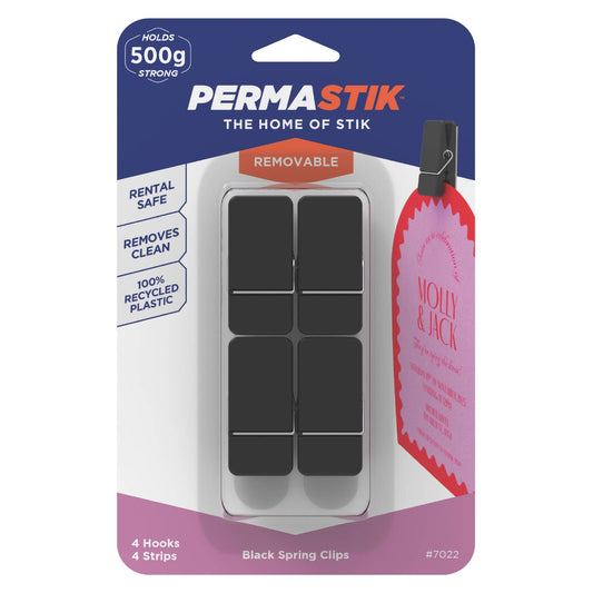 Permastik Black Spring Clips Hold 500g - 4 Pack