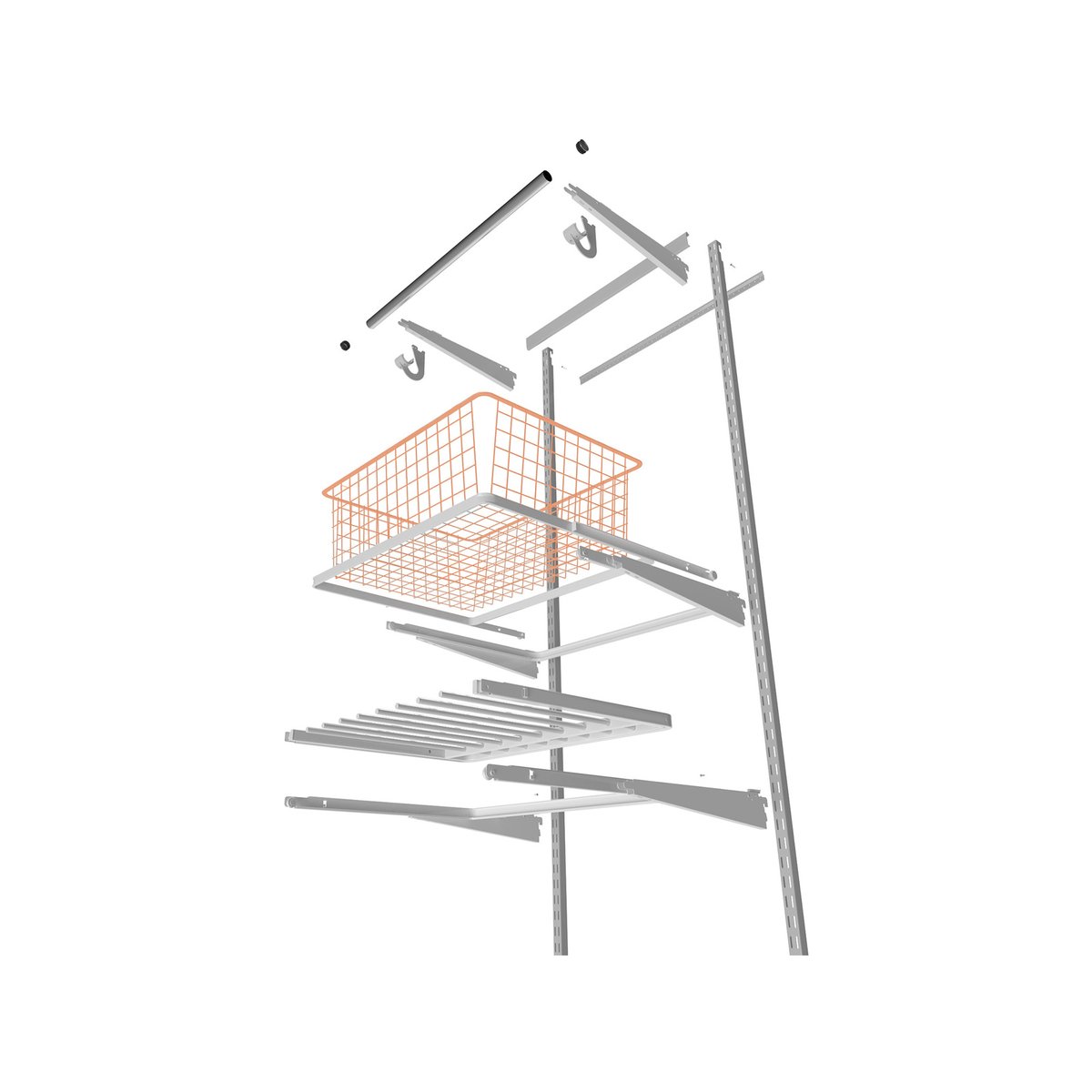 Flexi Storage Wire Basket 185mm White Steel Medium Ventilated