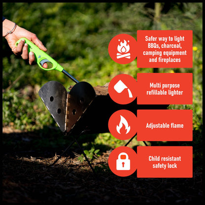 Firemate Ignition Gas Firelighters - 4 Pack - Adjustable Flame - ABS Plastic - Safe