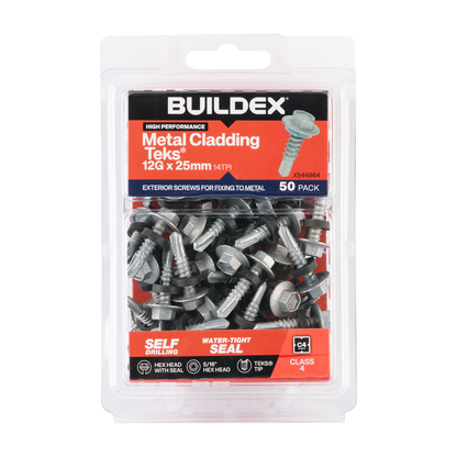 Buildex Cladding Fencing Teks Screws - 12g x 25mm - 50 Pack