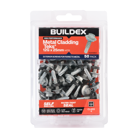 Buildex Cladding Fencing Teks Screws - 12g x 25mm - 50 Pack