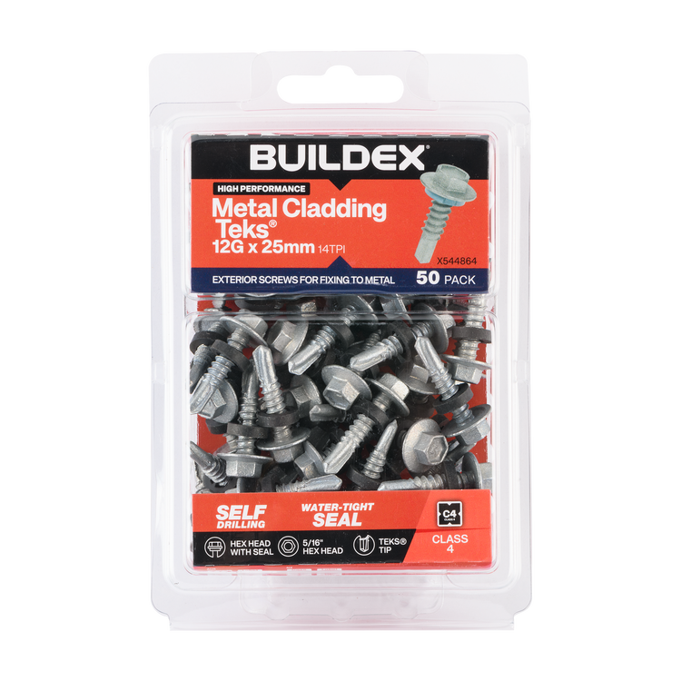 Buildex Cladding Fencing Teks Screws - 12g x 25mm - 50 Pack