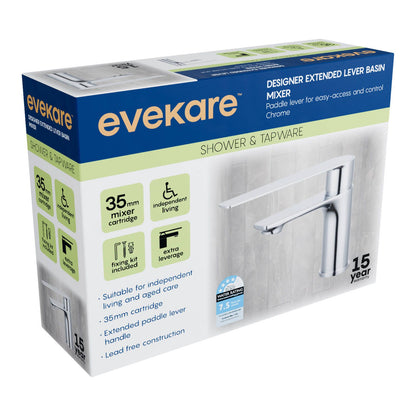 Evekare 35mm Chrome Designer Extended Lever Basin Mixer