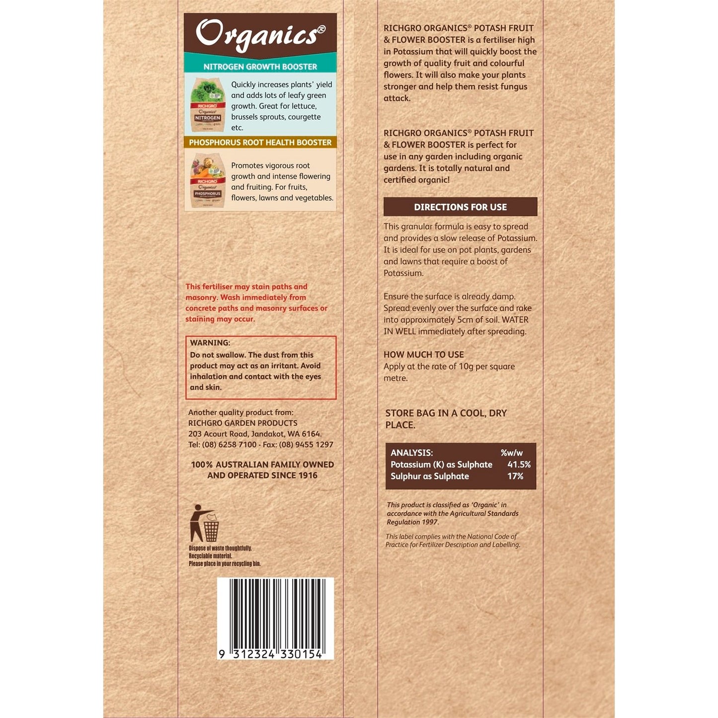 Richgro Organics Potash Fruit And Flower Booster 2.5kg
