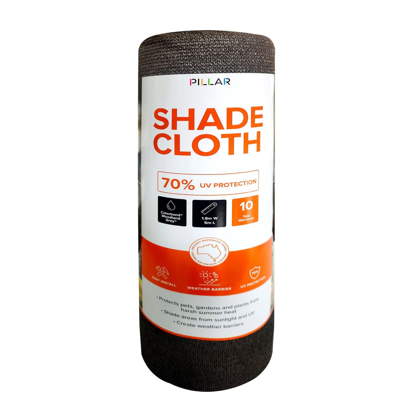 Pillar Shade Cloth - 83 x 5m - Woodland Grey - 70% UV