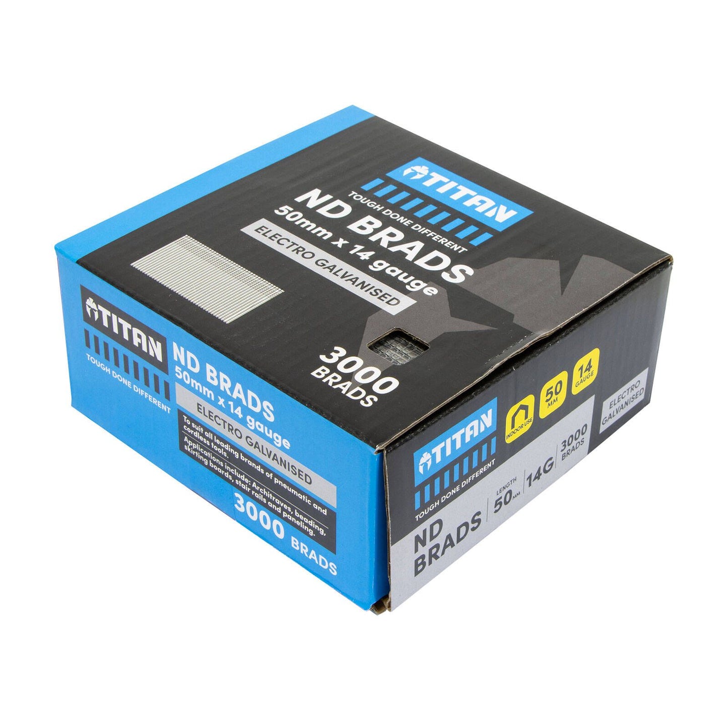 Titan Collated Nail Brads - 50mm - Electro Galvanised - 3000 Pack
