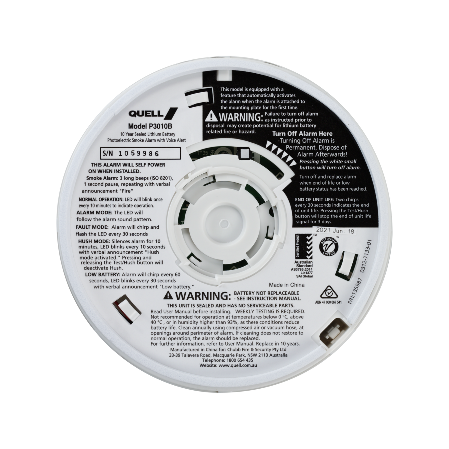 Quell Photoelectric Smoke Alarm - 130mm - Talking Voice