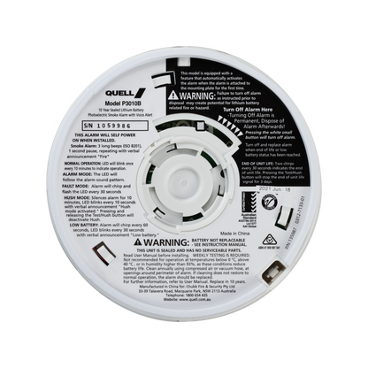 Quell Photoelectric Smoke Alarm - 130mm - Talking Voice