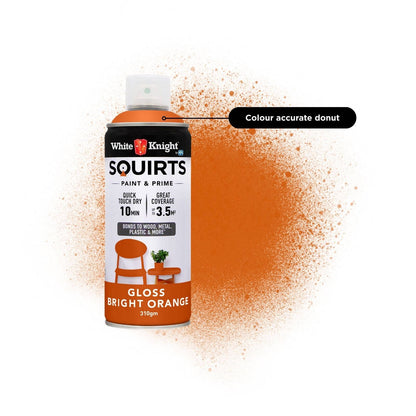 White Knight Squirts Bright Orange Gloss Spray Paint - 310g