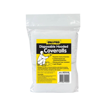 Uni Pro Medium Disposable Hooded Coveralls - White