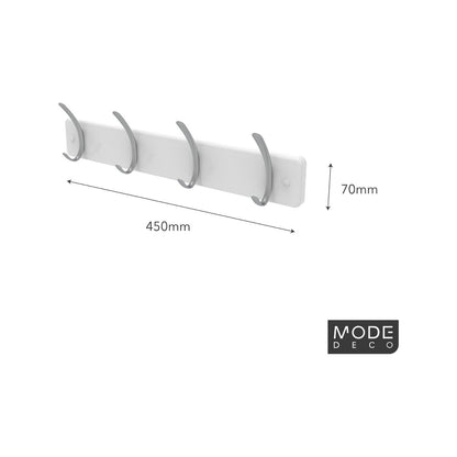 Mode Perma Products 4 Brushed Nickel Hooks White Board Rack Durable